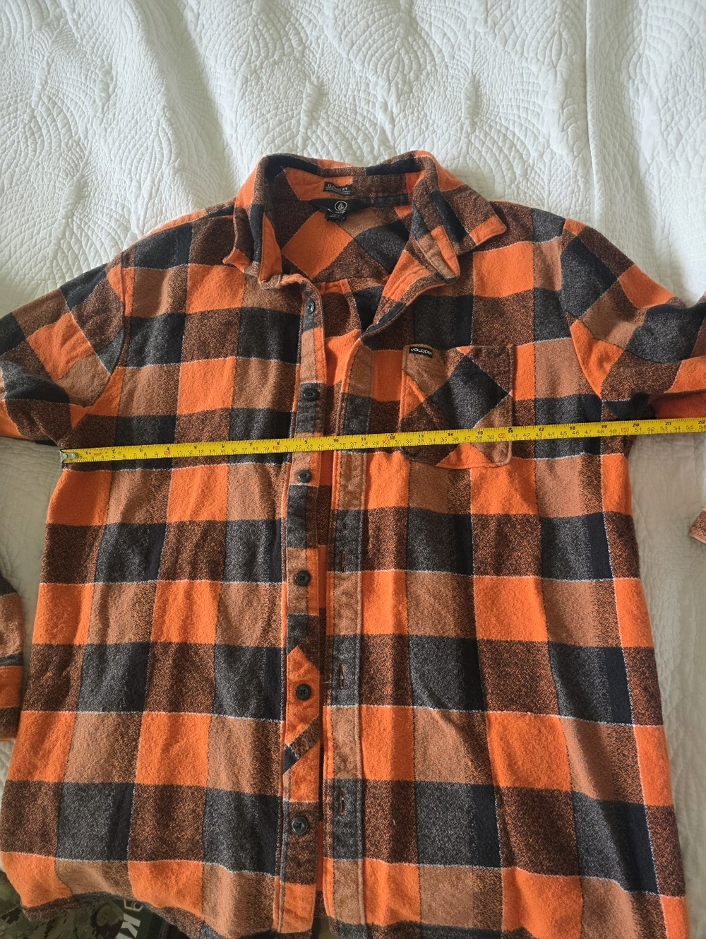 Volcom Orange and Black Plaid Classic Fit Long Sleeve Button Up - Picture 10 of 11
